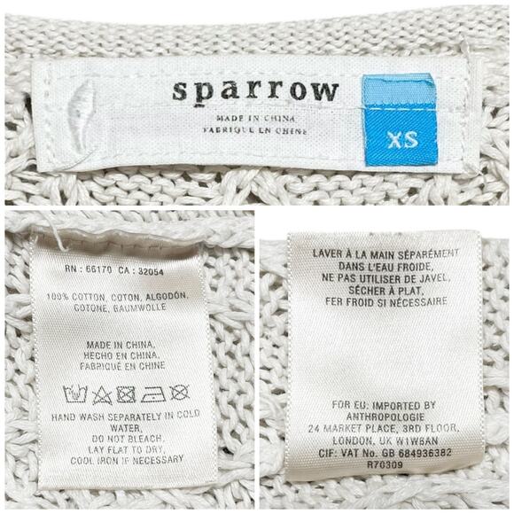 ANTHROPOLOGIE SPARROW "Collected" Pullover Open Knit Ivory White Sweater Size XS - Picture 8 of 8